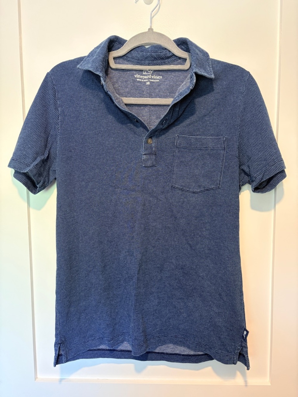 Vineyard Vines Men's Blue Textured Short Sleeve Polo Shirt 100% Cotton Size XS
